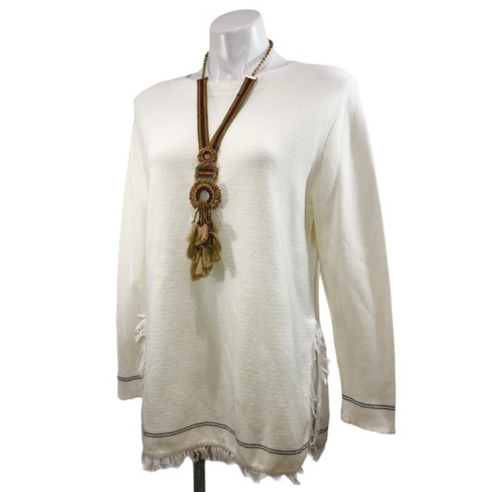 Topshop Fringed Oversized Tunic Style Sweater